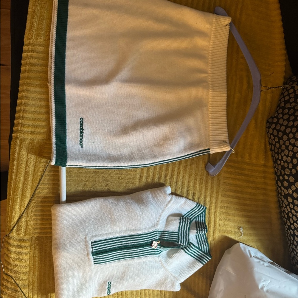 Casblanca White and Green Knit Set